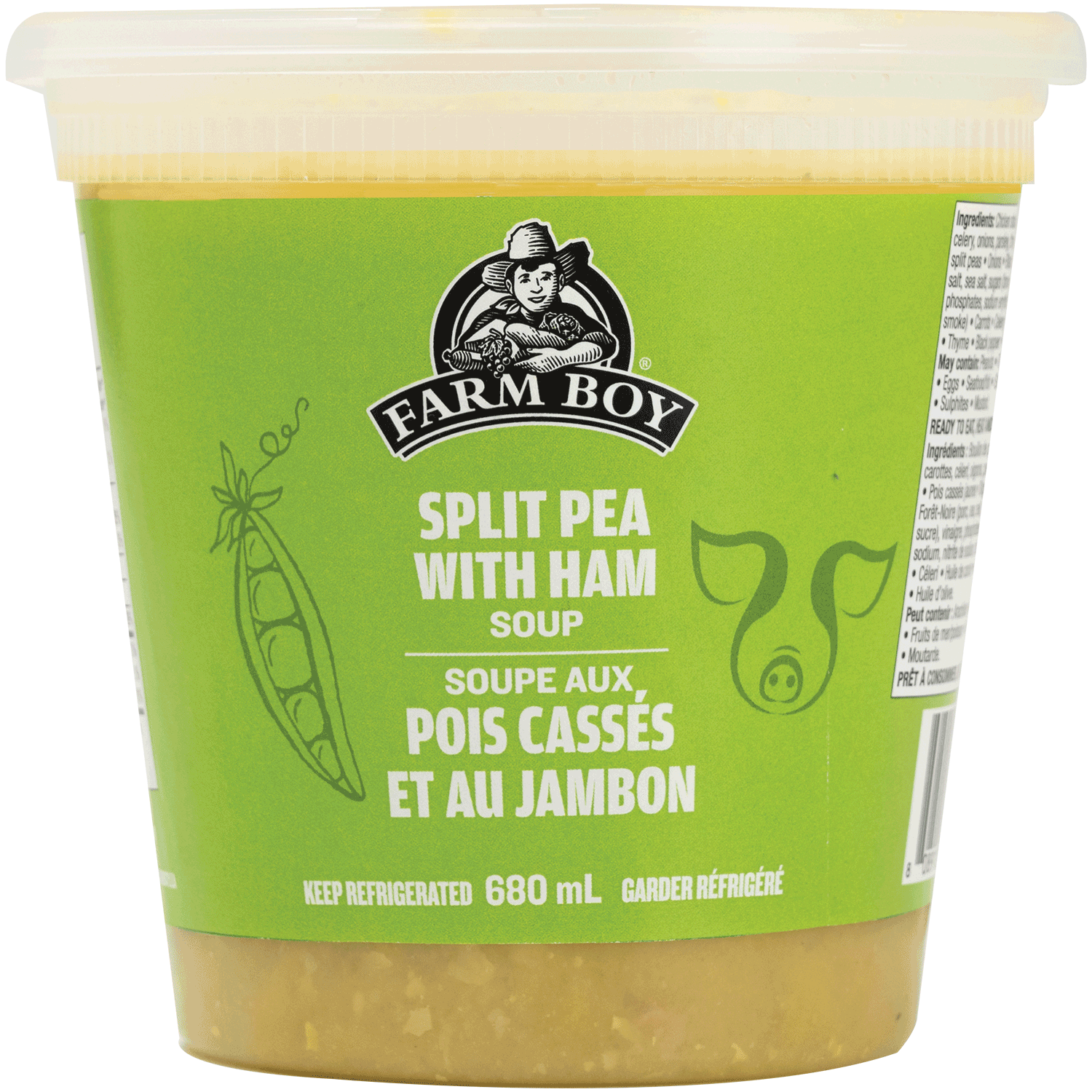 Container of Farm Boy Split Pea with ham Soup