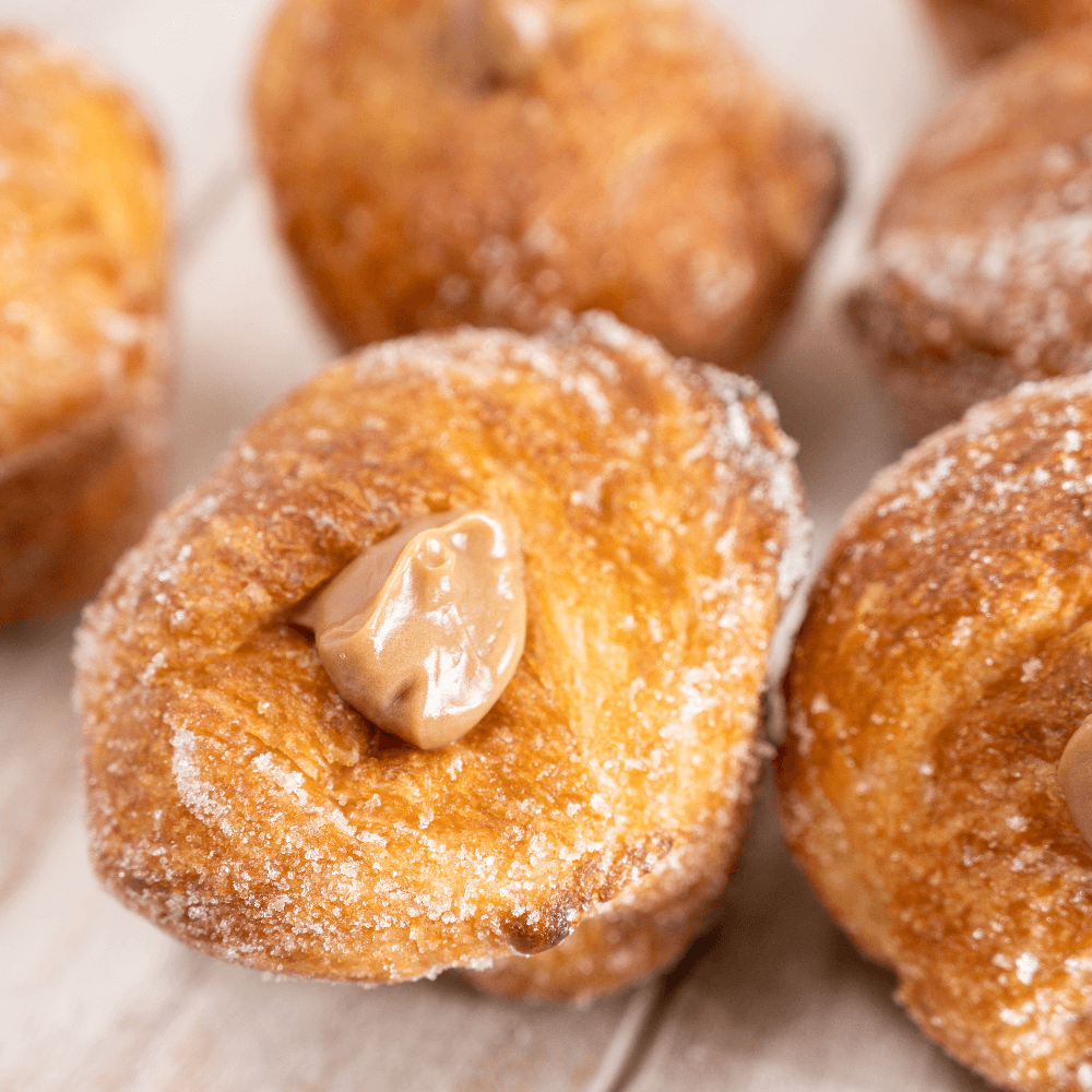 Close up of Maple Cruffies on wooden table